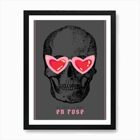 Rose Tinted Glasses Skull Art Print