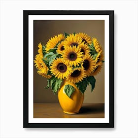 Sunflowers In A Yellow Vase 2 Art Print