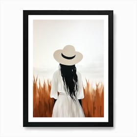 Girl In A Hat, Boho Art Style Art Print