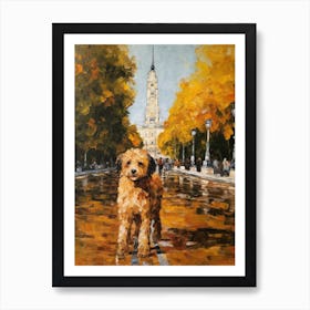 Painting Of A Dog In Parque Del Retiro, Spain  In The Style Of Gustav Klimt 03 Art Print