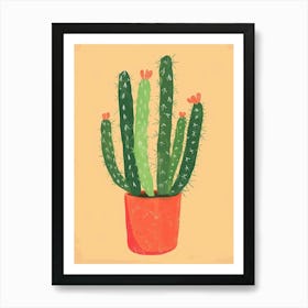 Christmas Cactus Plant Minimalist Illustration 1 Art Print