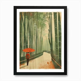 Arashiyama Bamboo Grove Japan Mid Century Modern Art Print