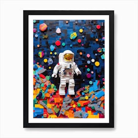 Astronaut And Colourful Bricks 4 Art Print