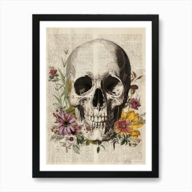 Skull And Flowers Art Print