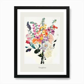 Foxglove 1 Collage Flower Bouquet Poster Art Print