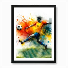 Soccer Player Kicking The Ball 1 Poster