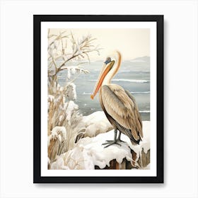 Winter Bird Painting Brown Pelican 3 Art Print