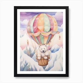 Baby Polar Bear 4 In A Hot Air Balloon Art Print