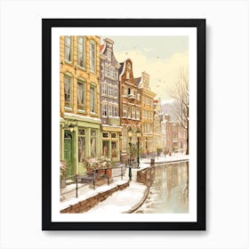 Vintage Winter Illustration Amsterdam Netherlands 1 Art Print