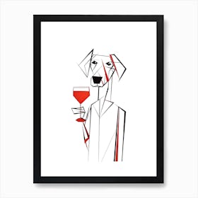 Dog And Cocktail Line Art 3 Art Print