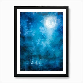 Abstract Grunge Pattern Backlit By A Luminous Moon Cutting Through A Foggy Night Sky Texture Palpa (1) 2 Art Print