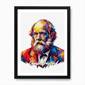 Charles Darwin 2 Portrait WPAP Pop Art Art Print