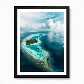 Aerial View Of An Island In The Maldives Art Print