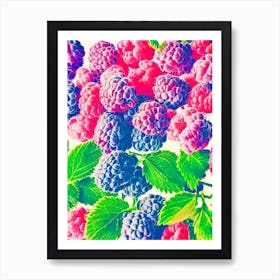 Raspberry 1 Risograph Retro Poster Fruit Art Print