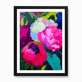 Borders And Edges Peonies Colourful Colourful Painting Art Print