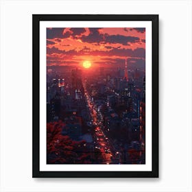 Sunset In Tokyo 4 Art Print