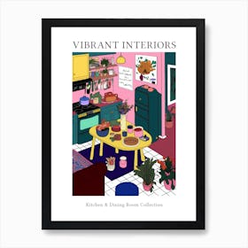 Vibrant Interiors Kitchen And Dining Room Illustration 2 Art Print