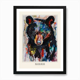 Black Bear Colourful Watercolour 4 Poster Art Print