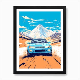 A Mitsubishi Lancer Evolution In The Andean Crossing Patagonia Illustration 1 Art Print