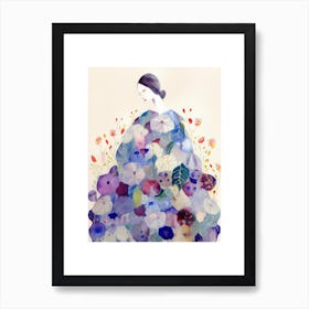 Lady In A Flower Flowy Dress Art Print