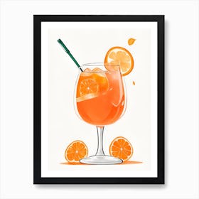 Aperol With Ice And Orange Watercolor Vertical Composition 28 Art Print
