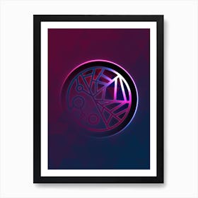 Geometric Neon Glyph on Jewel Tone Triangle Pattern 082 Art Print