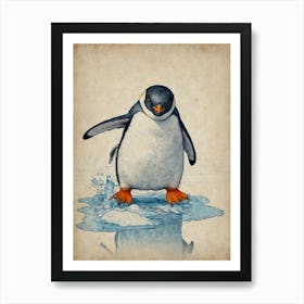 Penguin On Ice Art Print