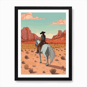 Cowgirl Riding A Horse In The Desert 12 Art Print