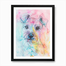 Pastel Norfolk Terrier Dog Line Illustration 2 Art Print