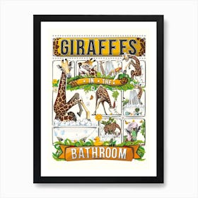 Giraffes In The Bathroom Art Print