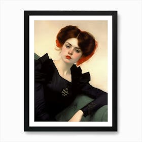 Lady In Black, Victorian Woman Portrait, Vintage Style Art Print