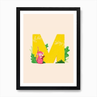 Letter M Monkey Art Print