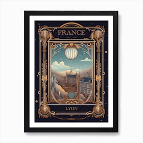 Lyon, France, Tarot Card Travel  Line Art 2 Art Print