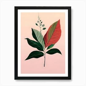 Leaf On A Pink Background Art Print