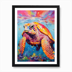 Colourful Sea Turtles In Ocean 3 Art Print