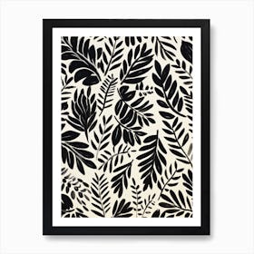 Black And White Leaves 2 Art Print