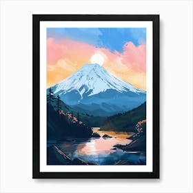 Mount Fuji Japan 5 Retro Illustration Art Print