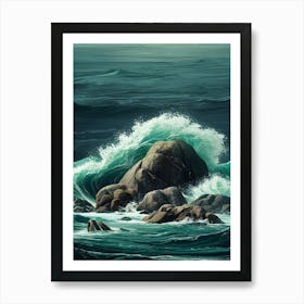 Crashing Waves Landscapes 2 Art Print