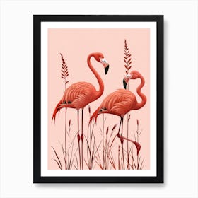 Chilean Flamingo Ginger Plants Minimalist Illustration 3 Art Print