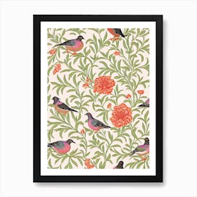 Pigeon William Morris Style Bird Poster