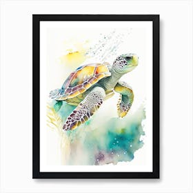 Migration Sea Turtle, Sea Turtle Storybook Watercolours 1 Art Print