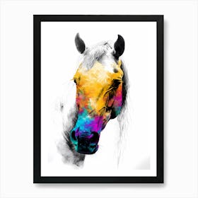 Horse Wild Tribal Illustration Art 08 Art Print