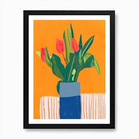 Tulips In Orange Room Art Print