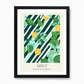 Marche Aux Legumes Mint Summer Illustration 11 Art Print