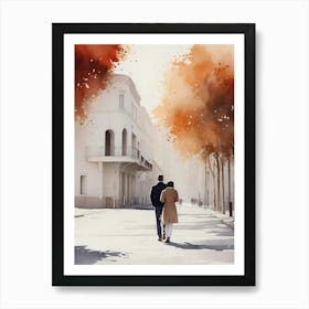 Couple Walking Down The Street Art Print