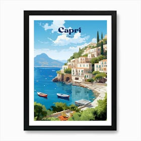 Capri Italy Oceanview Travel Illustration Art Print