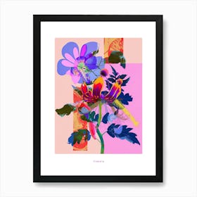 Cineraria 3 Neon Flower Collage Poster Affiche