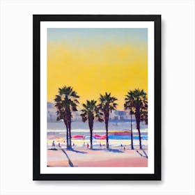 Santa Monica Beach, Los Angeles, California Bright Abstract Art Print