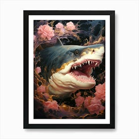 Floral Fantasy Shark Art Print