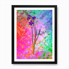 Painted Lady Botanical in Acid Neon Pink Green and Blue n.0317 Art Print
